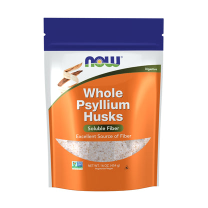 NOW Supplements, Whole Psyllium Husks, Non-GMO Project Verified, Soluble Fiber, 16-Ounce