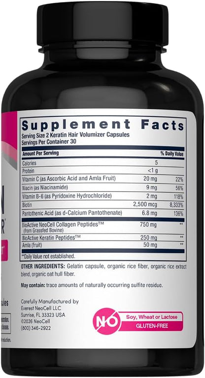 NeoCell Keratin Hair Volumizer | 60 Capsules | Hair, Skin & Nails Support