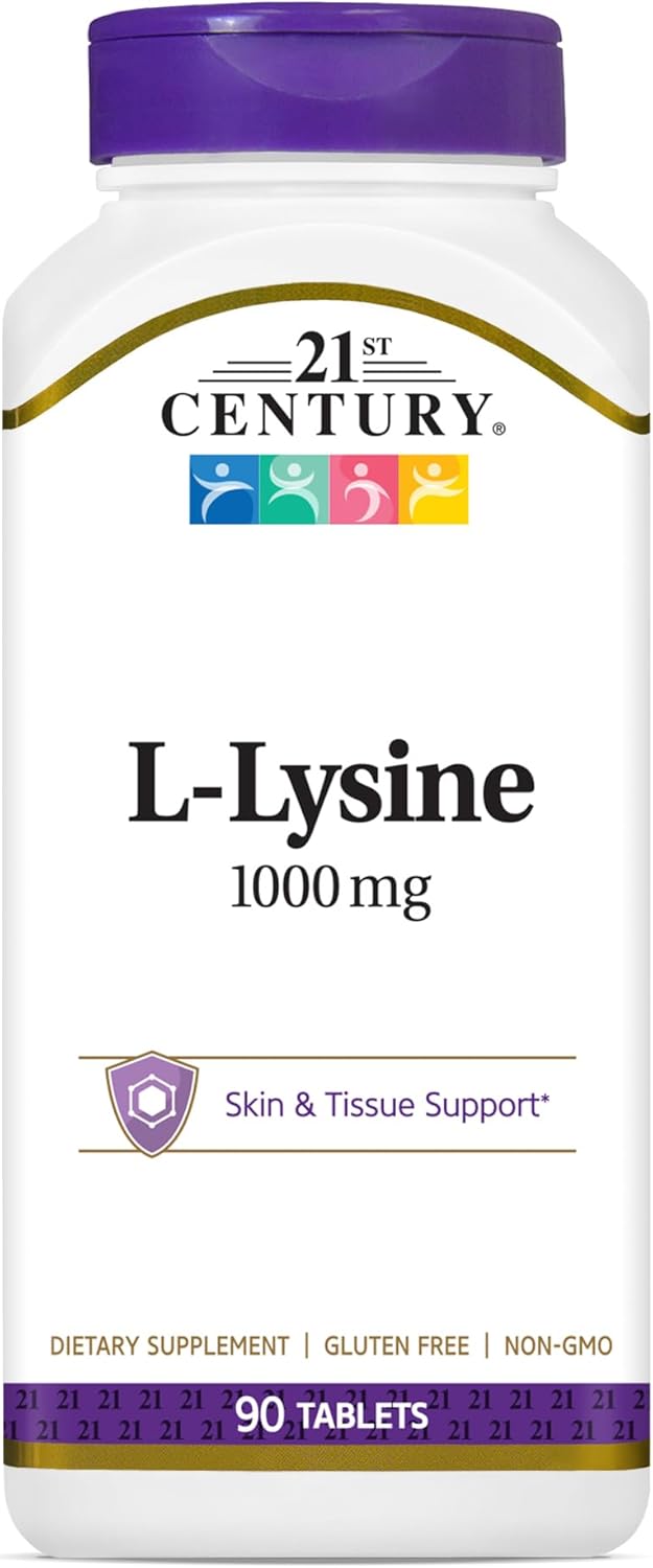 21st Century L-Lysine 1000mg Tablets, Essential Amino Acid, 90 Tablets