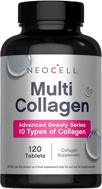 NeoCell Multi Collagen Peptides Pills | 120 Tablets | 10 Types of Collagen