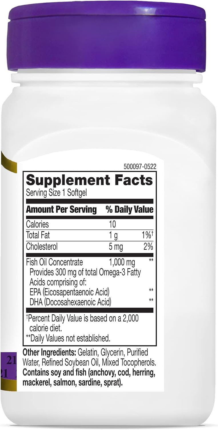 21st Century, Fish Oil, 1,000 mg, 60 Soft gels