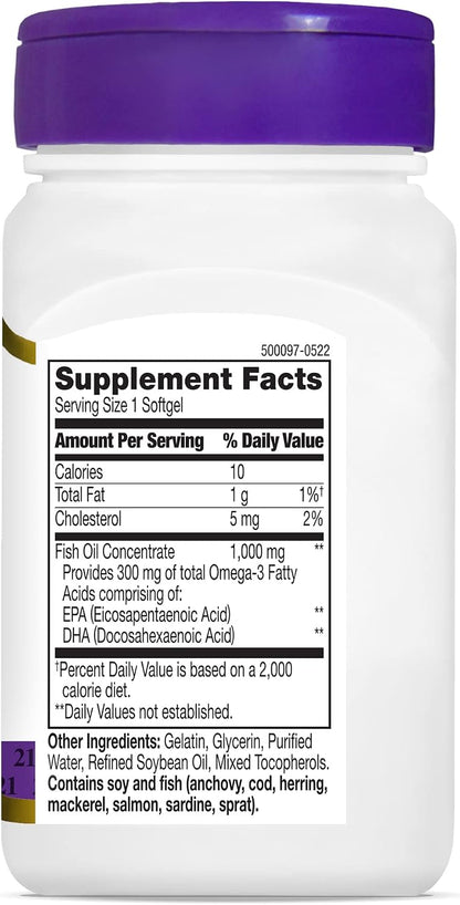 21st Century, Fish Oil, 1,000 mg, 60 Soft gels