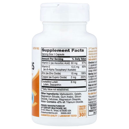 21st Century, Healthy Eyes, Lutein and Zeaxanthin, 60 Capsules