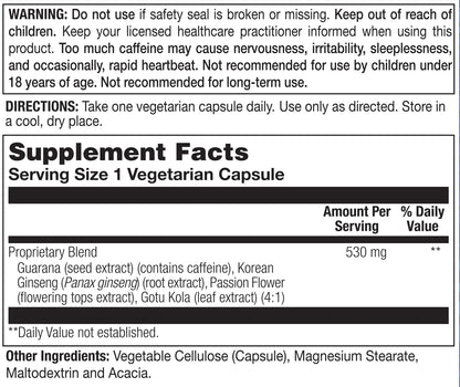 Action Labs Extra Strength Guarana Veg Capsule 60 CT