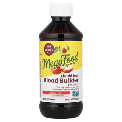 MegaFood, Blood Builder™ Liquid Iron, Once Daily, Orchard Fruit, 7.7 fl oz (230 ml)