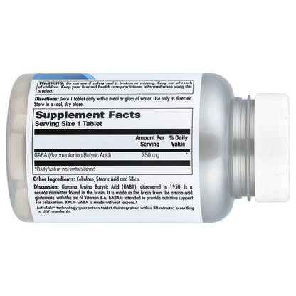 KAL, GABA, 750 mg, 90 Tablets