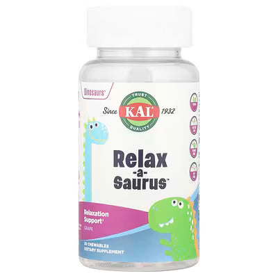 KAL, Dinosaurs®, Relax-a-Saurus™, Grape, 30 Chewables