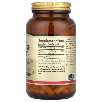 Solgar, Choline, 350 mg, 100 Vegetable Capsule
