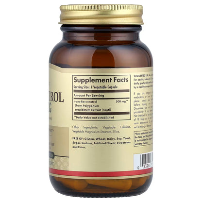 Solgar, Resveratrol, 500 mg, 30 Vegetable Capsules