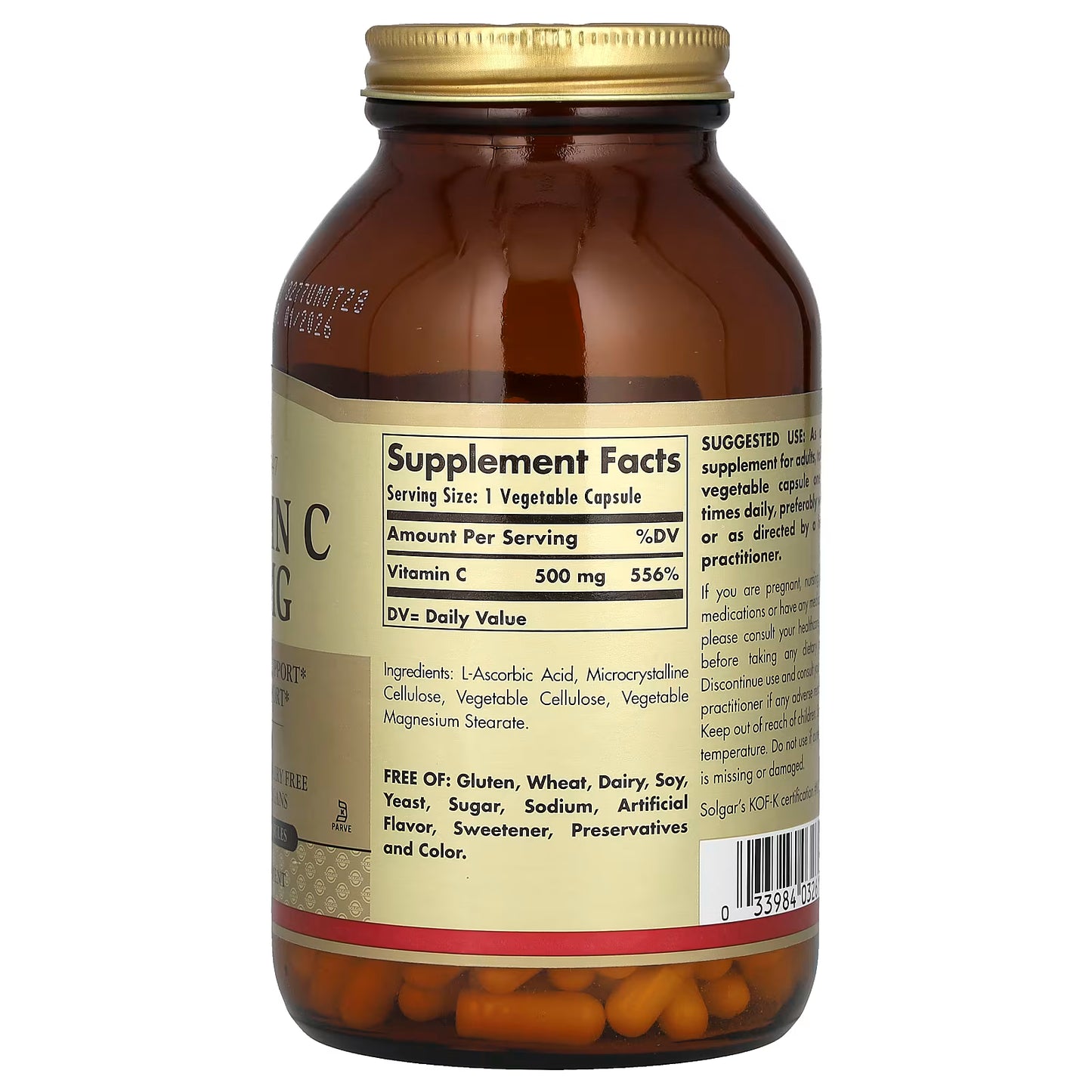 Solgar, Vitamin C, 500 mg, 250 Vegetable Capsules