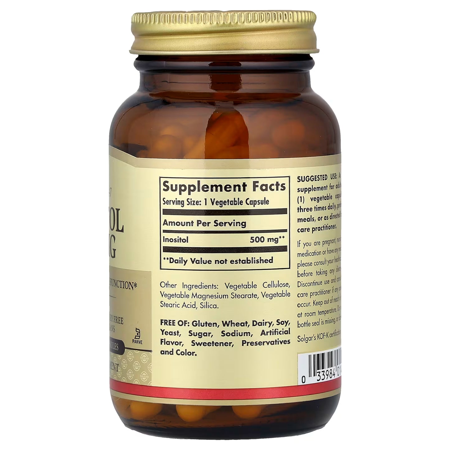 Solgar, Inositol, 500 mg, 100 Vegetable Capsules