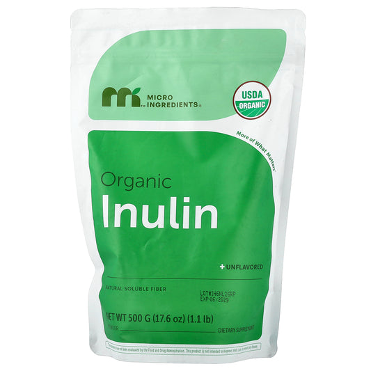 Micro Ingredients, Organic Inulin Powder, Unflavored, 1.1 lb (500 g)