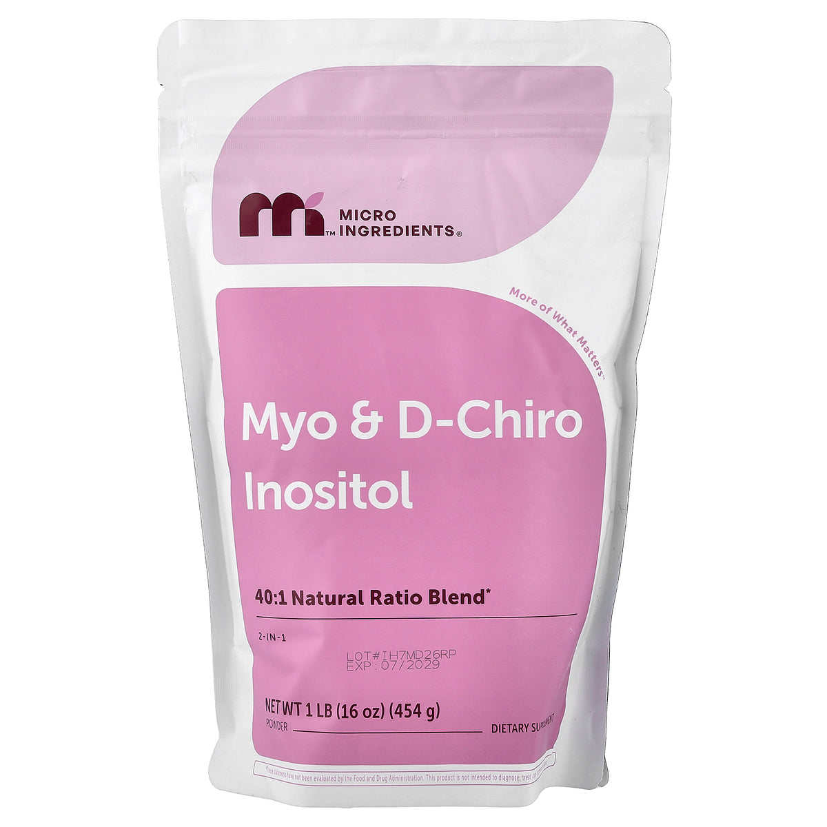 Micro Ingredients, Myo & D-Chiro Inositol Powder, 1 lb (454 g)