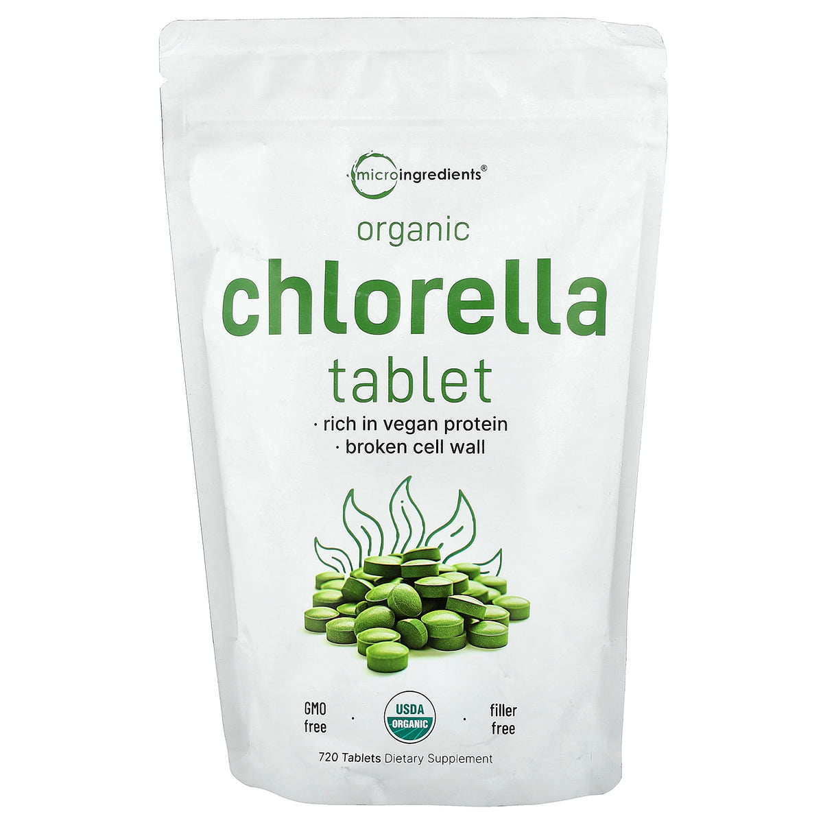 Micro Ingredients, Organic Chlorella Tablet, 720 Tablets (0.5 g per Tablet)
