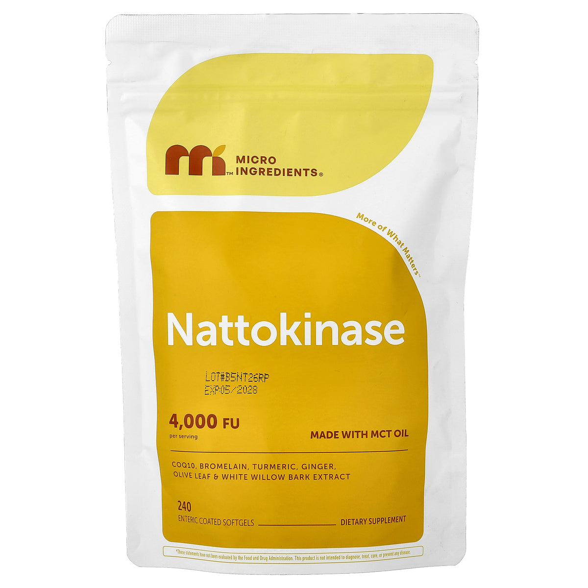 Micro Ingredients, Nattokinase, 240 Enteric Coated Softgels
