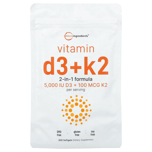 Micro Ingredients, Vitamin D3 + K2, 300 Softgels