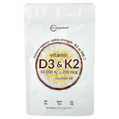 Micro Ingredients, Vitamin D3 & K2, 300 Softgels