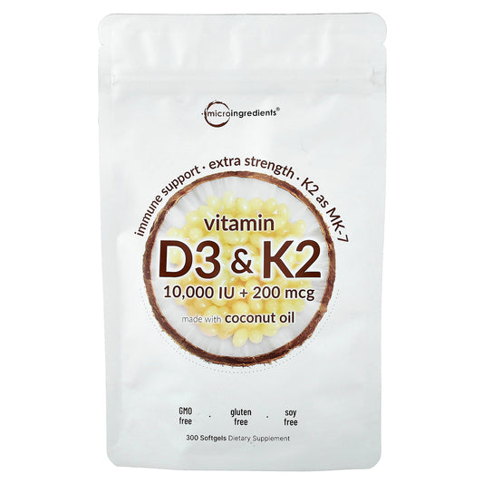 Micro Ingredients, Vitamin D3 & K2, 300 Softgels