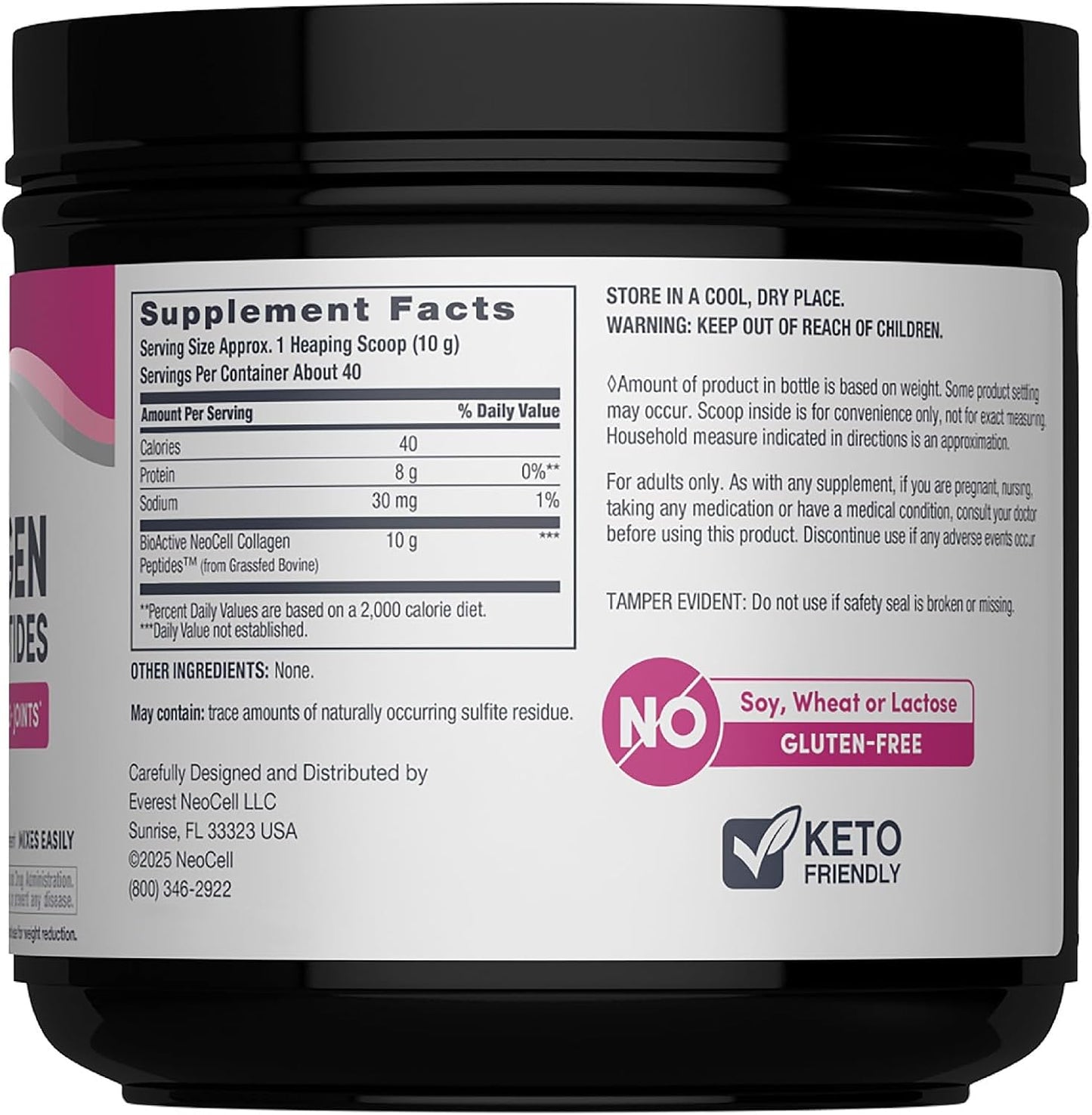 NeoCell Grassfed Collagen Peptides Powder | 14 oz | Unflavored