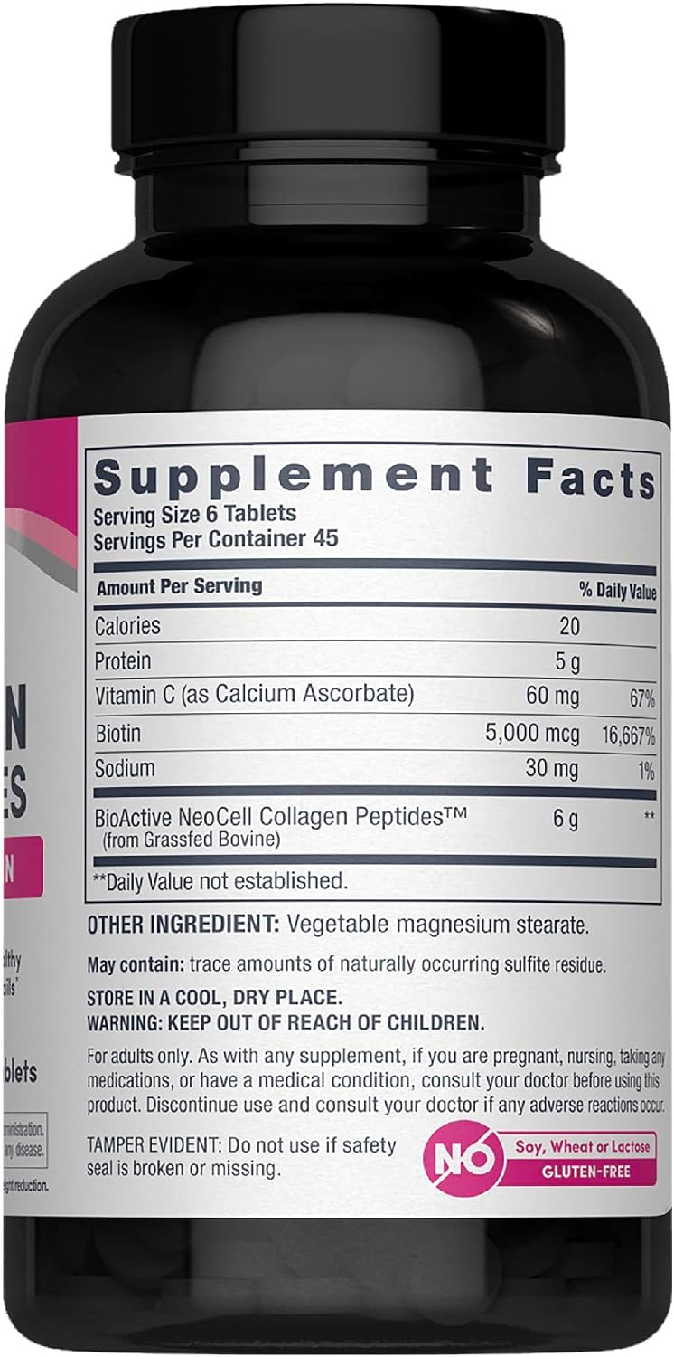 NeoCell Collagen Peptides Pills | 270 Caplets | with Vitamin C and Biotin