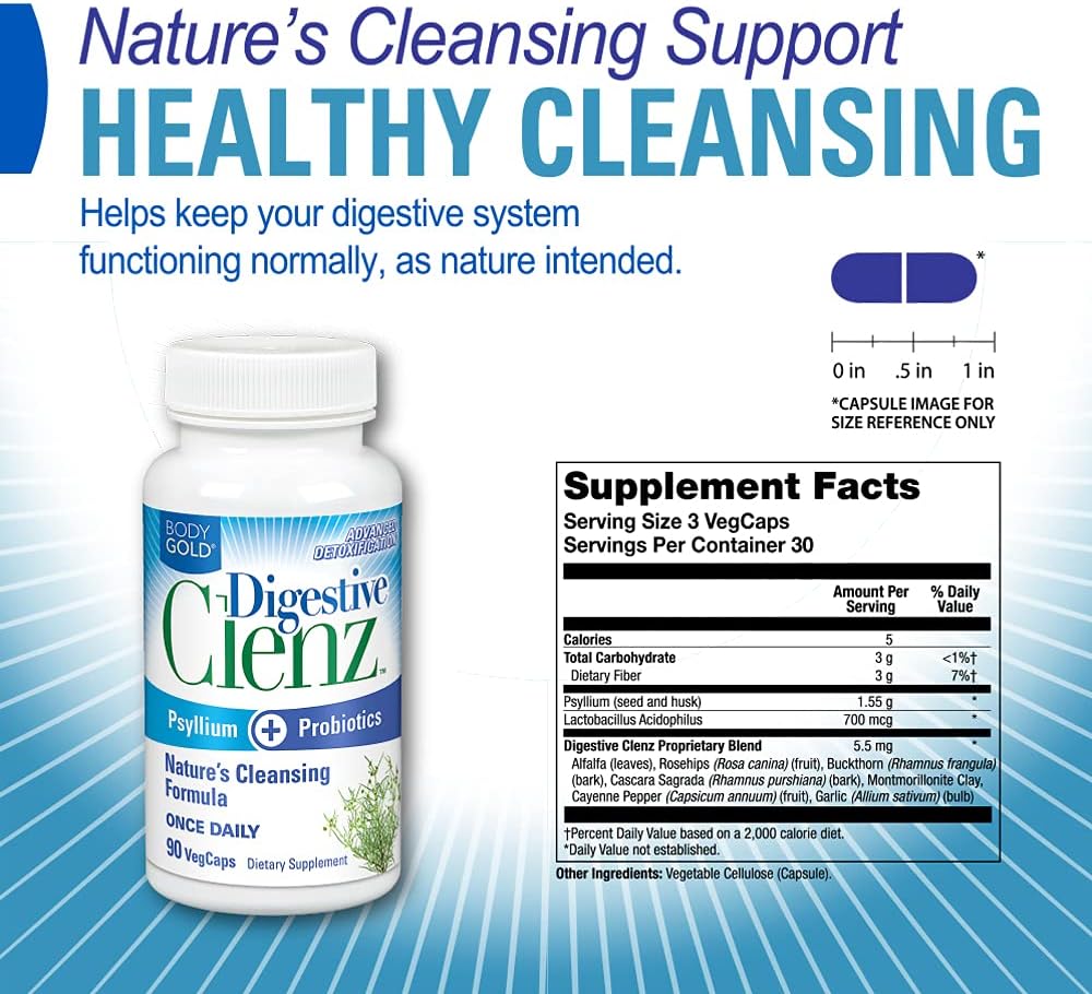 Body Gold Digestive Clenz Veg Capsule 90 CT