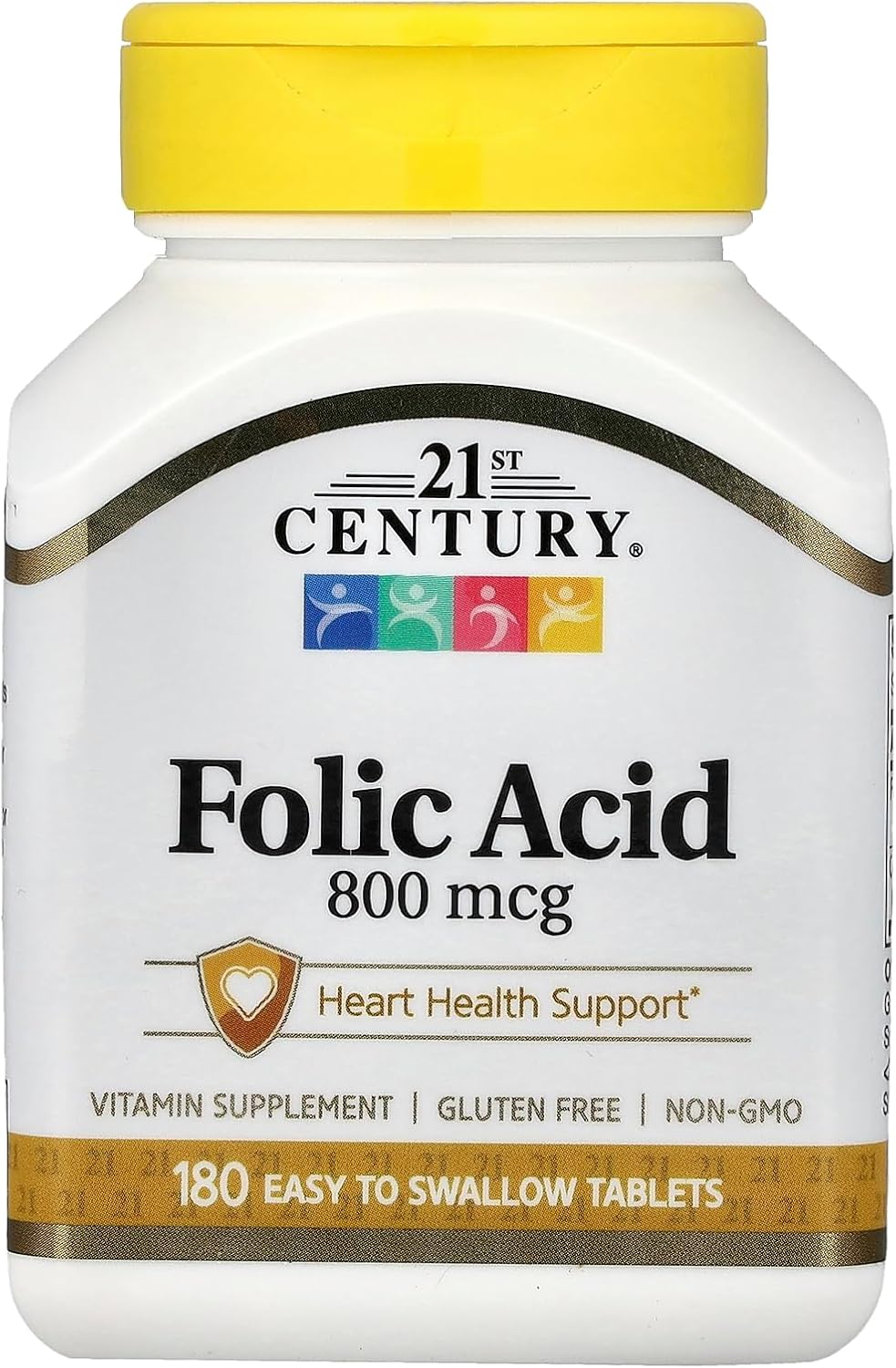 21st Century, Folic Acid, 800 mcg, 180 Easy to Swallow Tablets