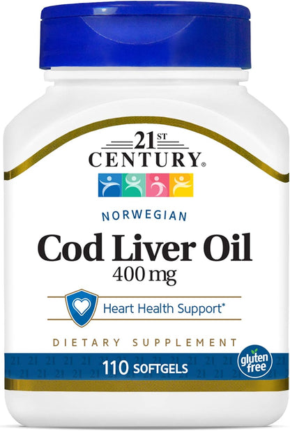21st Century, Norwegian Cod Liver Oil, 400 mg, 110 Softgels