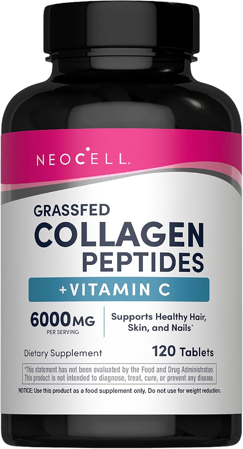 NeoCell Super Collagen with Vitamin C, 120ct Collagen Pills, Non-GMO, Grass Fed, Paleo Friendly, Gluten Free, Collagen Peptides Types 1 & 3 for Hair, Skin, Nails and Joints