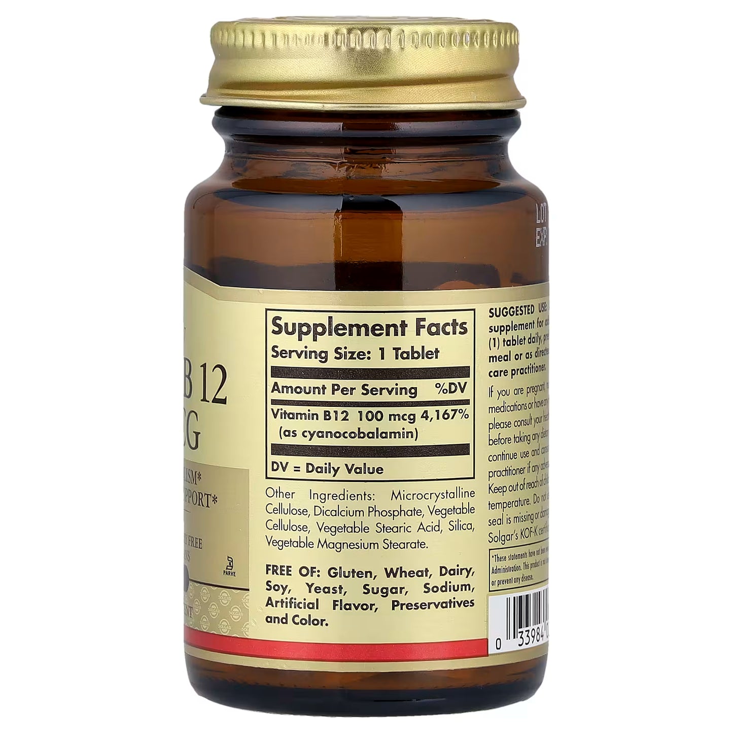 Solgar, Vitamin B12, 100 mcg, 100 Tablets