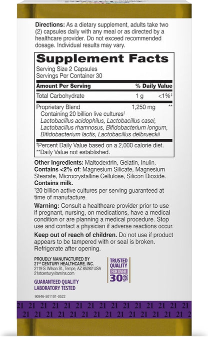 21st Century, Ultra Potency Advanced Probiotic, 60 Capsules