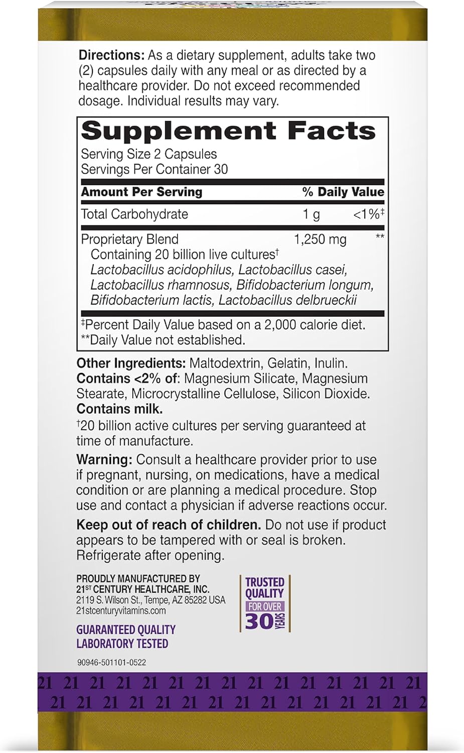 21st Century, Ultra Potency Advanced Probiotic, 60 Capsules