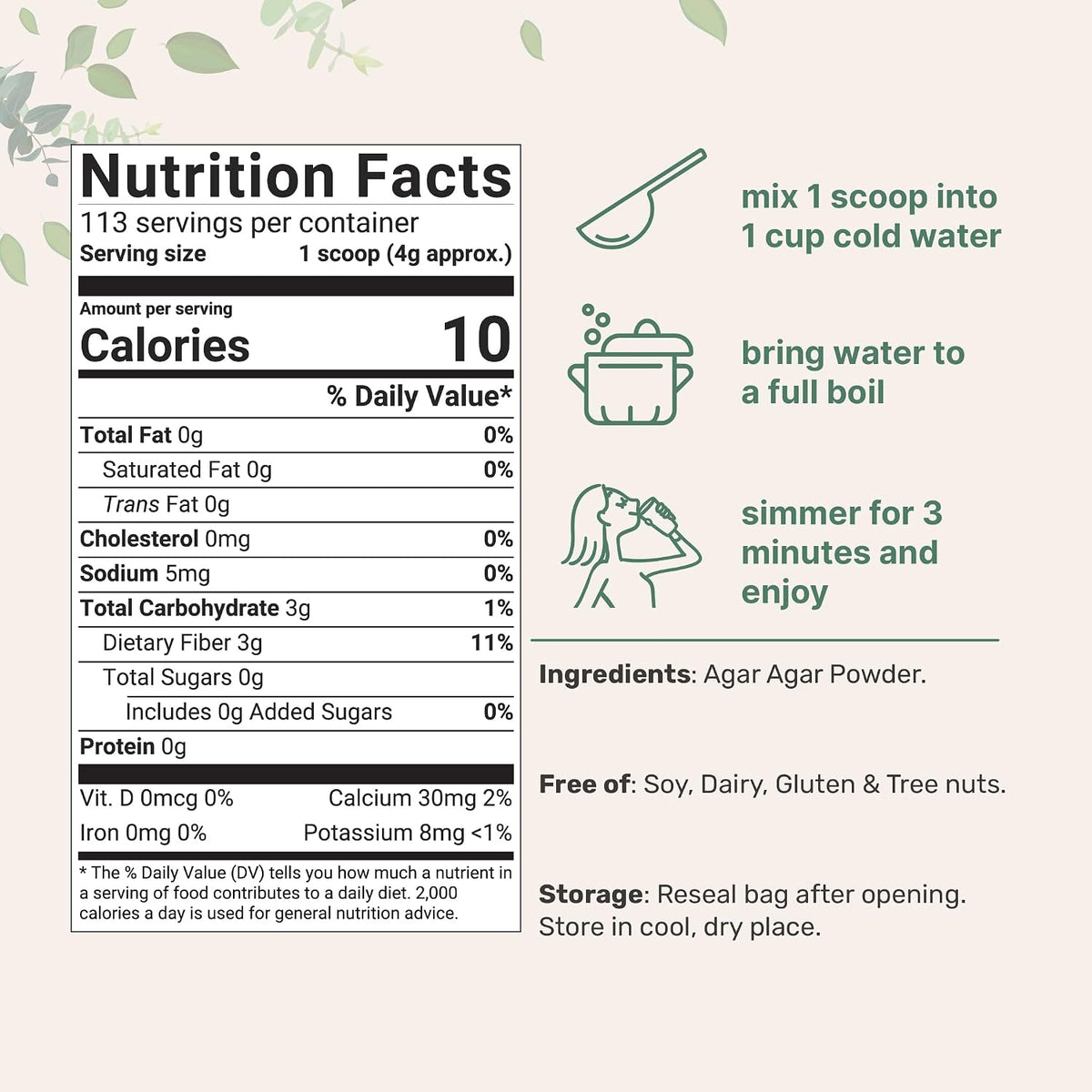 Micro Ingredients, Agar Agar Powder, 1lb