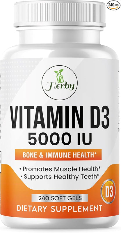 Herby VITMAIN D3 5000 IU, 240 Count