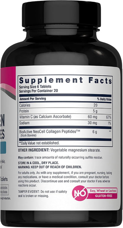 NeoCell Super Collagen with Vitamin C, 120ct Collagen Pills, Non-GMO, Grass Fed, Paleo Friendly, Gluten Free, Collagen Peptides Types 1 & 3 for Hair, Skin, Nails and Joints