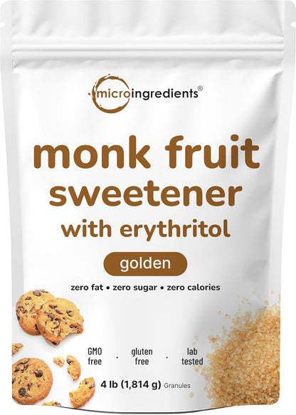 Micro Ingredients, Golden Monk Fruit Sweetener with Erythritol, 4 Pounds