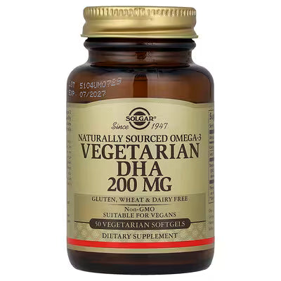 Solgar, Naturally Sourced Omega-3, Vegetarian DHA, 200 mg, 50 Vegetarian Softgels