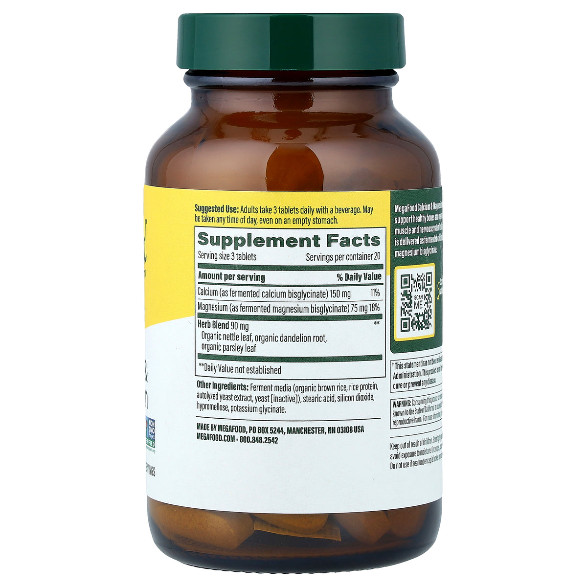 MegaFood, Calcium & Magnesium, 60 Tablets