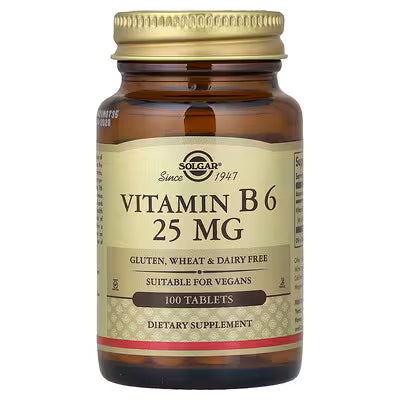 Solgar, Vitamin B6, 25 mg, 100 Tablets