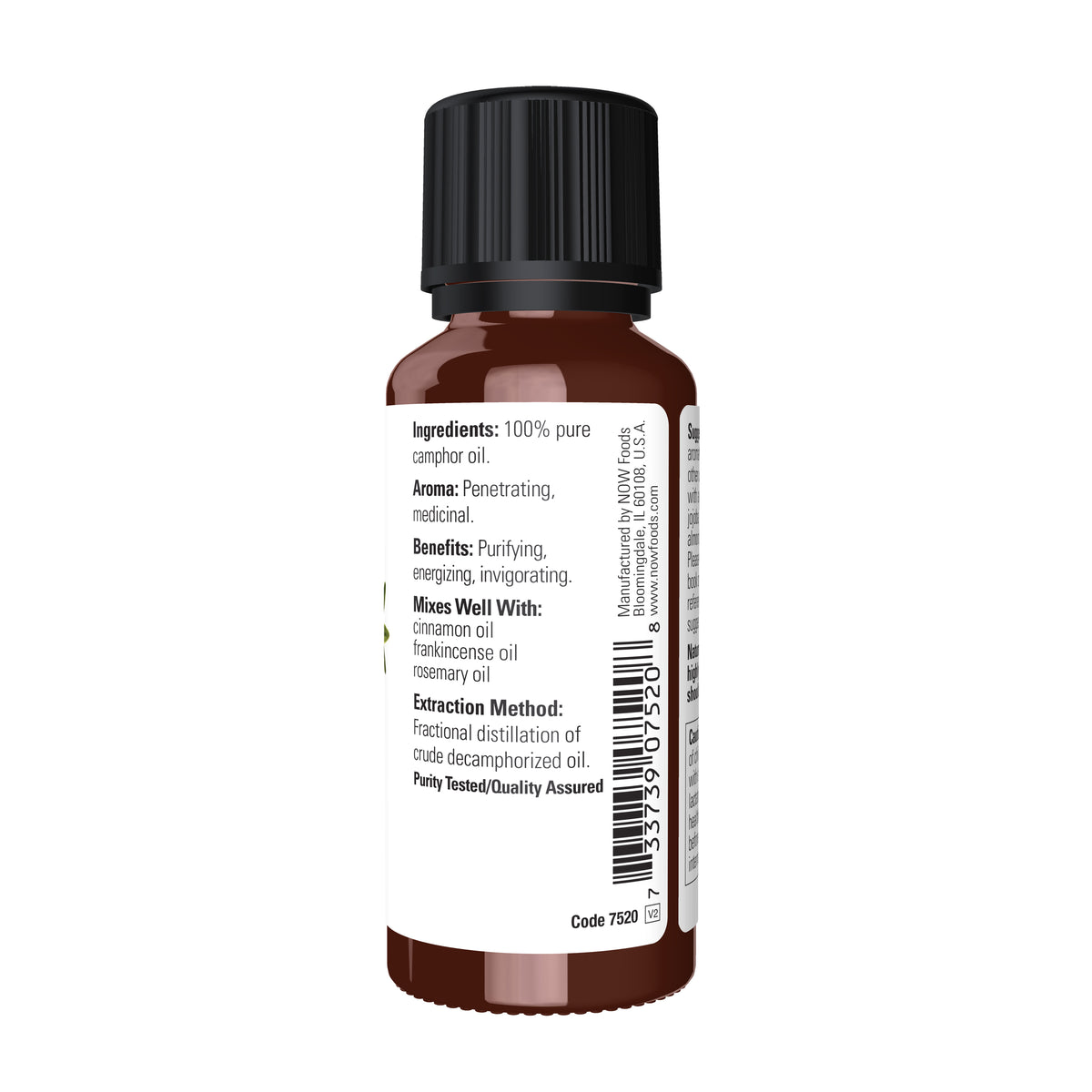 NOW Essential Oils, Camphor Oil, Undiluted, Fractionated Distil., 1 fl. oz
