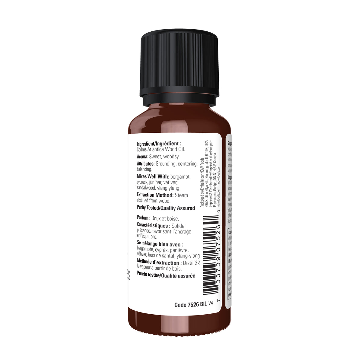 NOW Essential Oils, Atlas Cedar Oil, Undiluted, Steam Distilled, 1 fl. oz