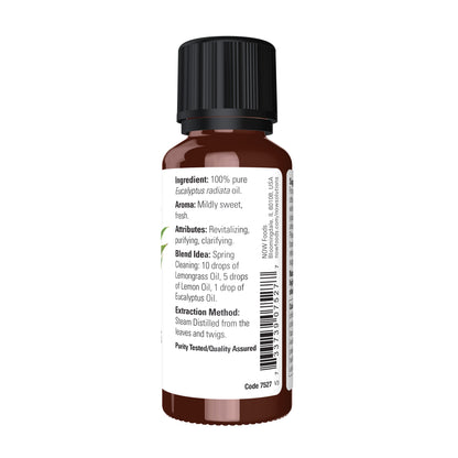 NOW Essential Oils, Eucalyptus Radiata Oil, Steam Distilled, 1 fl. oz