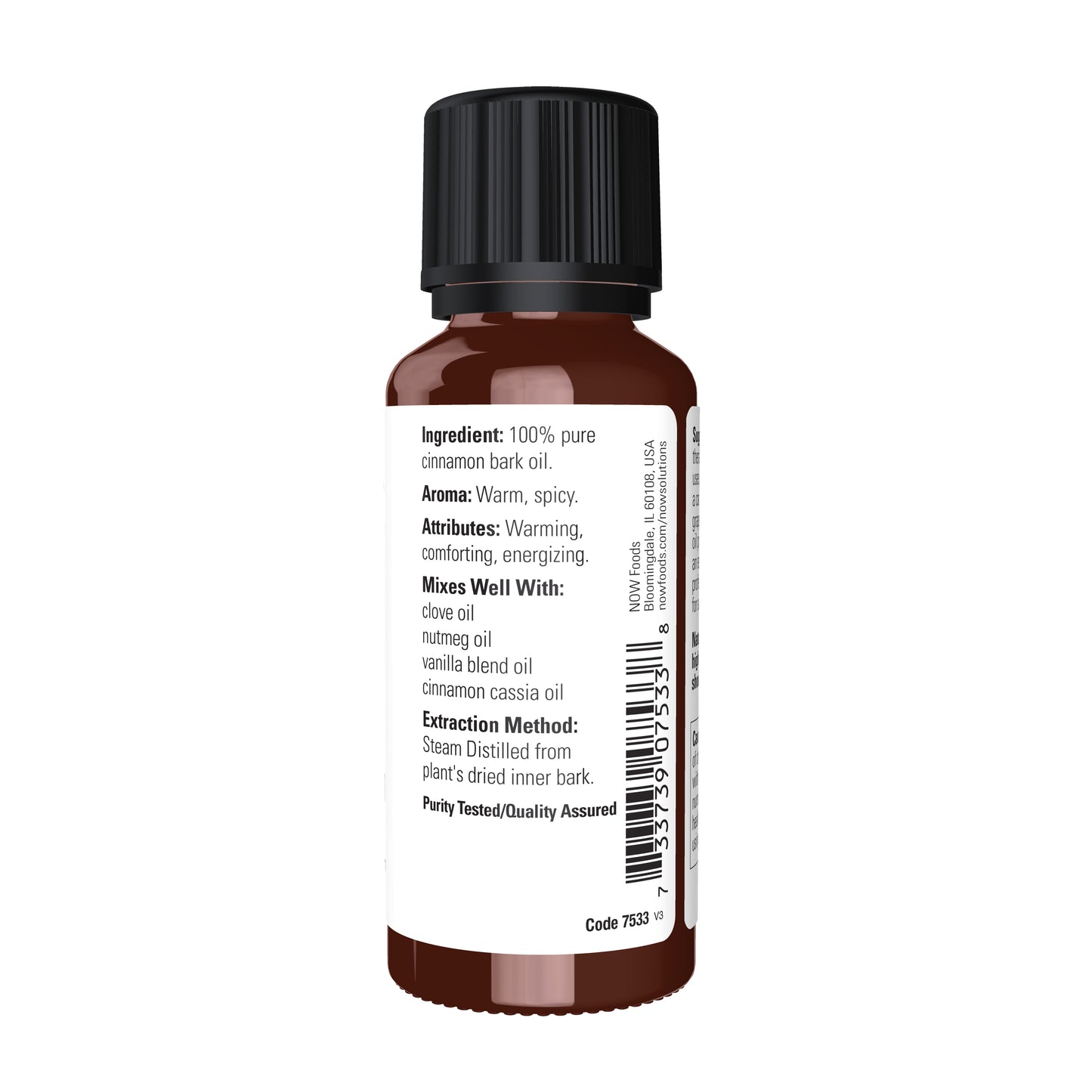 NOW Essential Oils, Cinnamon Bark Oil, Undiluted, Steam Distilled, 1 fl. oz