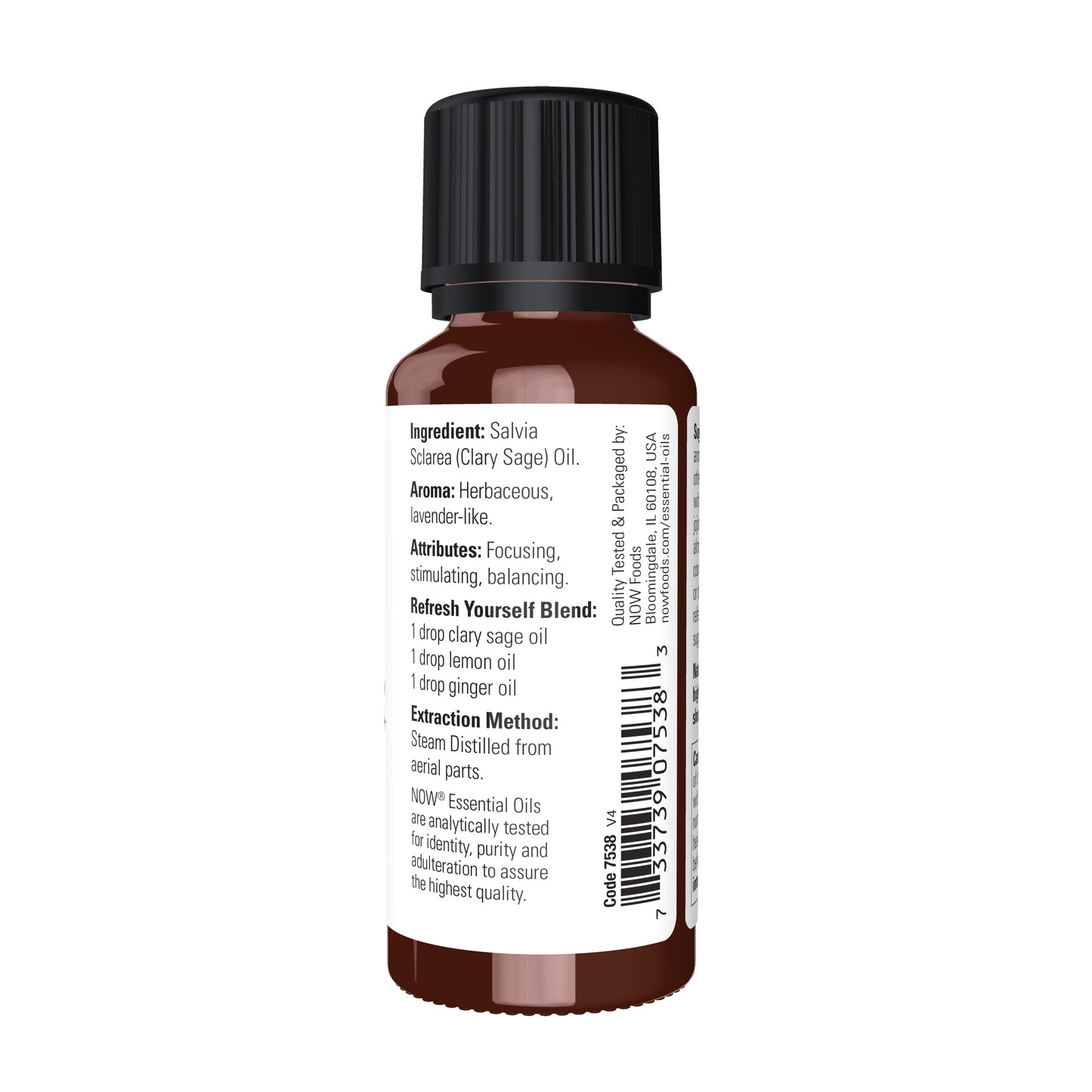 NOW Essential Oils, Clary Sage Oil, Undiluted, Steam Distilled, 1 fl. oz