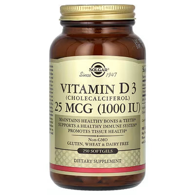 Solgar, Vitamin D3, 25 mcg (1,000 IU), 250 Softgels