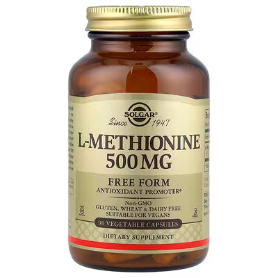 Solgar, L-Methionine, 500 mg, 90 Vegetable Capsules