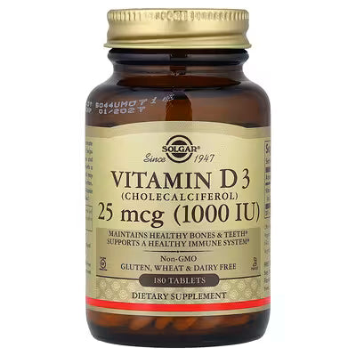 Solgar, Vitamin D3, 25 mcg (1,000 IU), 180 Tablets