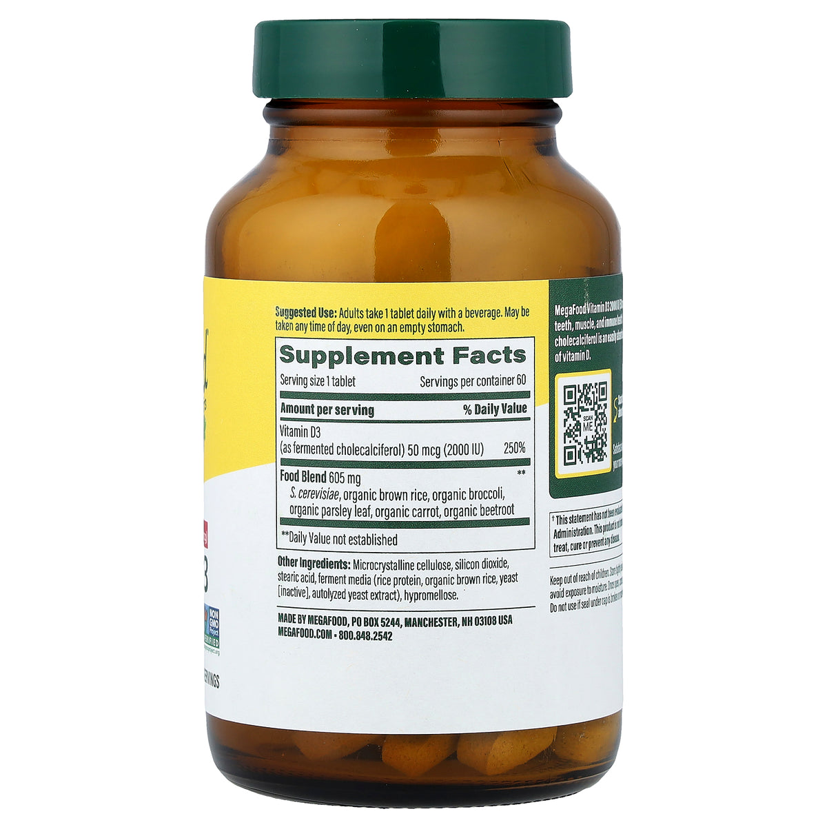 MegaFood, Vitamin D3, 60 Tablets