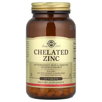 Solgar, Chelated Zinc, 250 Tablets (22 mg per Tablet)