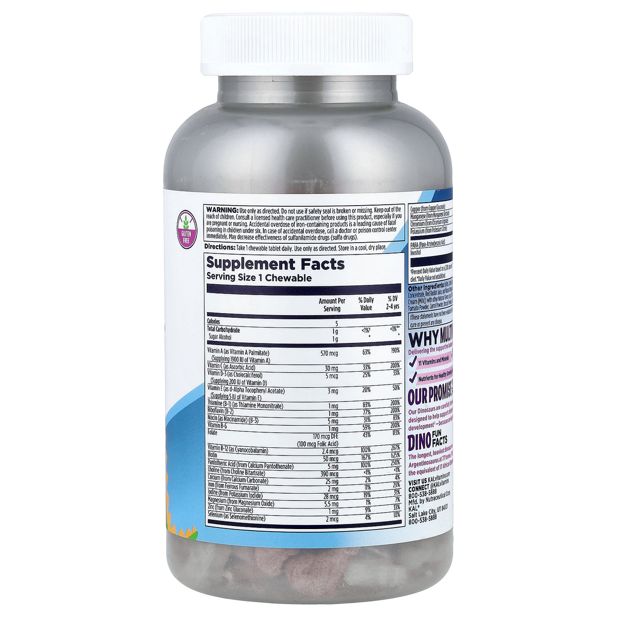 KAL, MultiSaurus®, Berry, Grape & Orange, 180 Chewables