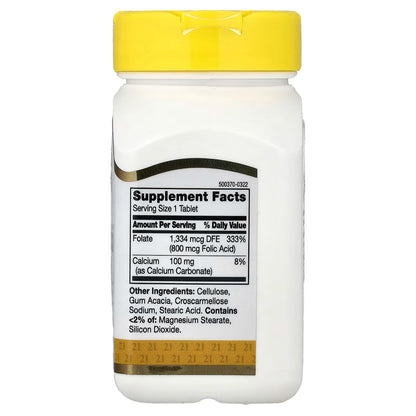 21st Century, Folic Acid, 800 mcg, 180 Easy to Swallow Tablets